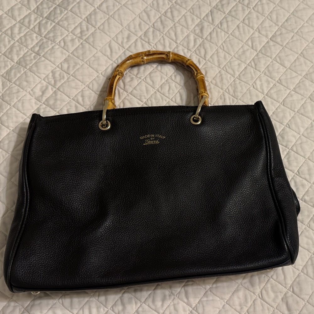 Gucci Black Tote with Bamboo Handles